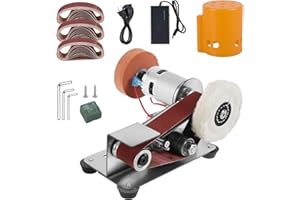 Abizarch Mini Belt Sander Multifunctional Electric Belt Grinder 7 Adjustable Speed Electric Polishing Sharpener Machine Heavy Duty Stainless Steel Small Electric Sander with 30 Sanding Belt for Metal