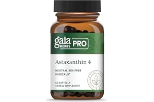 GAIA HERBS Gaia PRO Astaxanthin 4 - Immune & Skin Support Supplement - Antioxidant Activity Herbal Supplement for Immune Health - with Astaxanthin & Rosemary Extract - 60 Softgels (60 Servings)