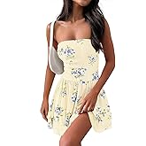 MEROKEETY Women's Summer Floral Strapless Tube Dress Boho Off Shoulder Ruffle Tiered Mini Sundress