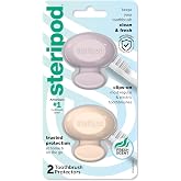 Steripod Clip-On Toothbrush Protector, Pink/Blue, 2 Count | Fits Most Manual and Electric Brushes, Fresh-Scented Thymol, Made without BPA, Travel-Ready