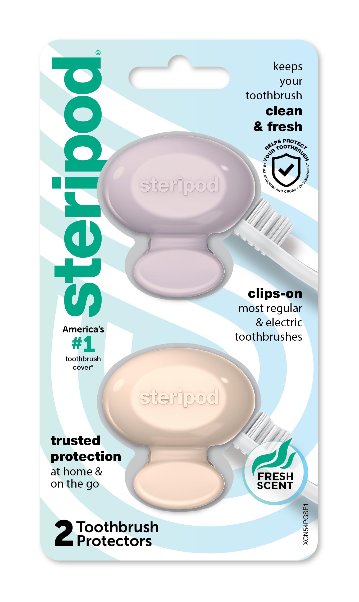 Photo 1 of Steripod Clip-On Toothbrush Protector, Keeps Fresh and Clean, Fits Most Manual and Electric Toothbrushes, Pink and Blue, 2 Count (Pack of 1)