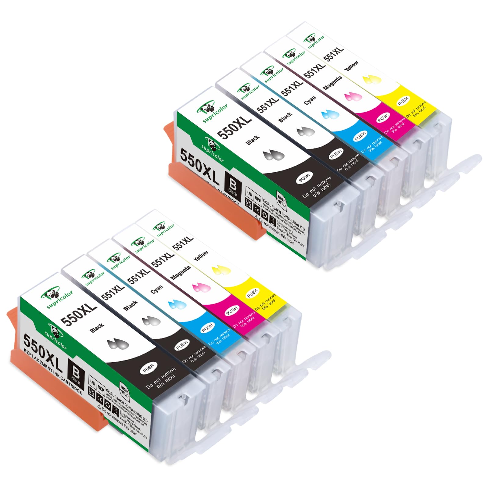 Supricolor Compatible Canon PGI-550xl CLI-551xl Ink Cartridges, Replacement for PGI-550 CLI-551 Work for Canon Pixma iP7250 MG5650 MX925 iX6850 MG5550 MG5450 MG6650 MX920 MG5400 10-Pack