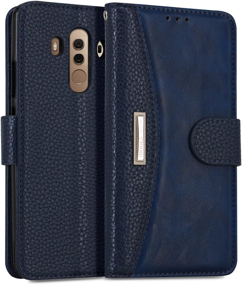 IDOOLS for Huawei Mate 10 Pro Phone Wallet Cases,Folding Flip Cases Protective Cover Strong Magnetic Closure Protector with Card Slots Kickstand - Brown