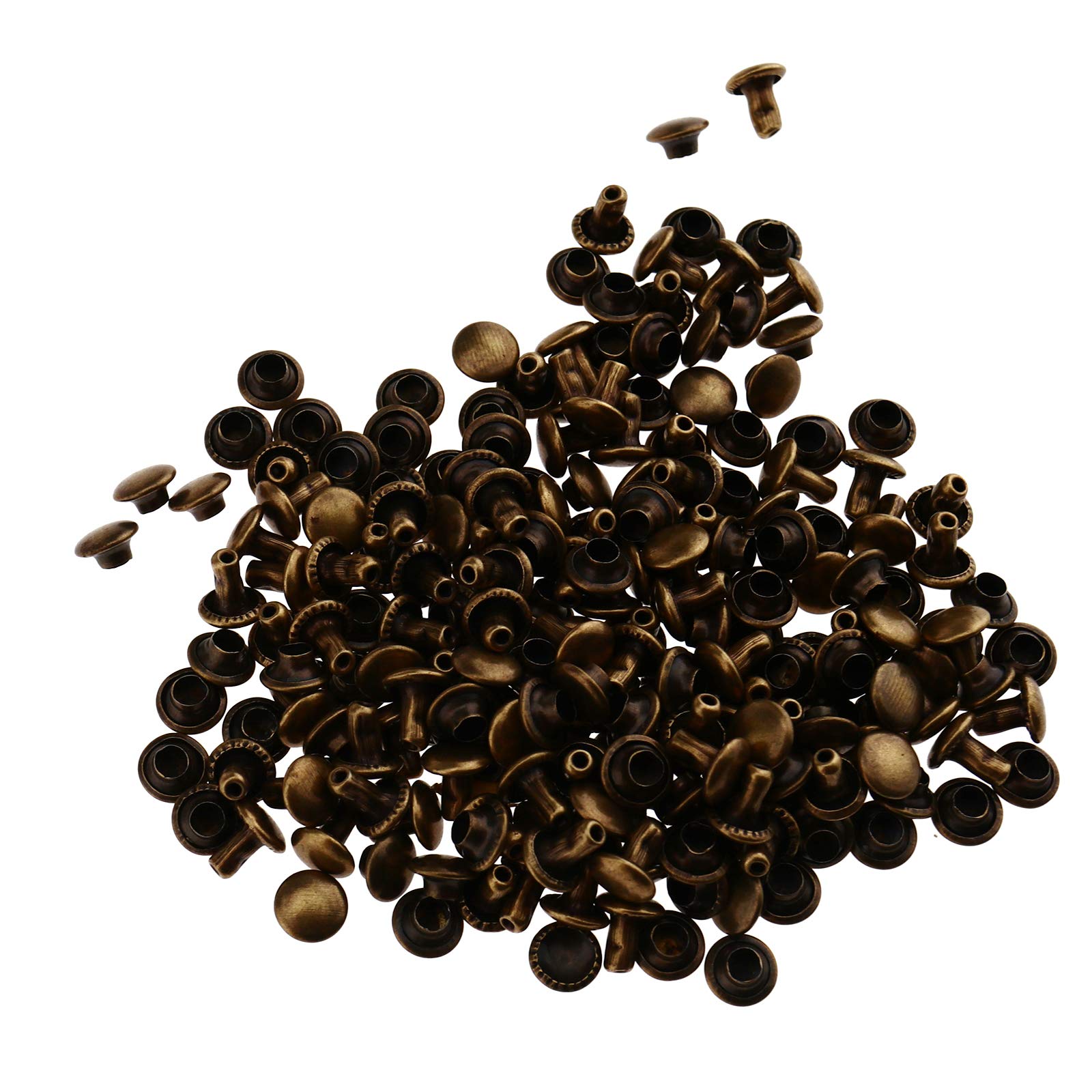 OTOTEC 100x Bronze 6mm Double Cap Rivets Stud Fasteners Leather Craft Punk Spike Repair