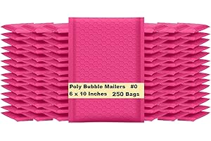 iMBAPrice 250-Pack #0 (6" x 10") Premium Hot Pink Color Self Seal Poly Bubble Mailers Padded Shipping Envelopes (Total 250 Bags)