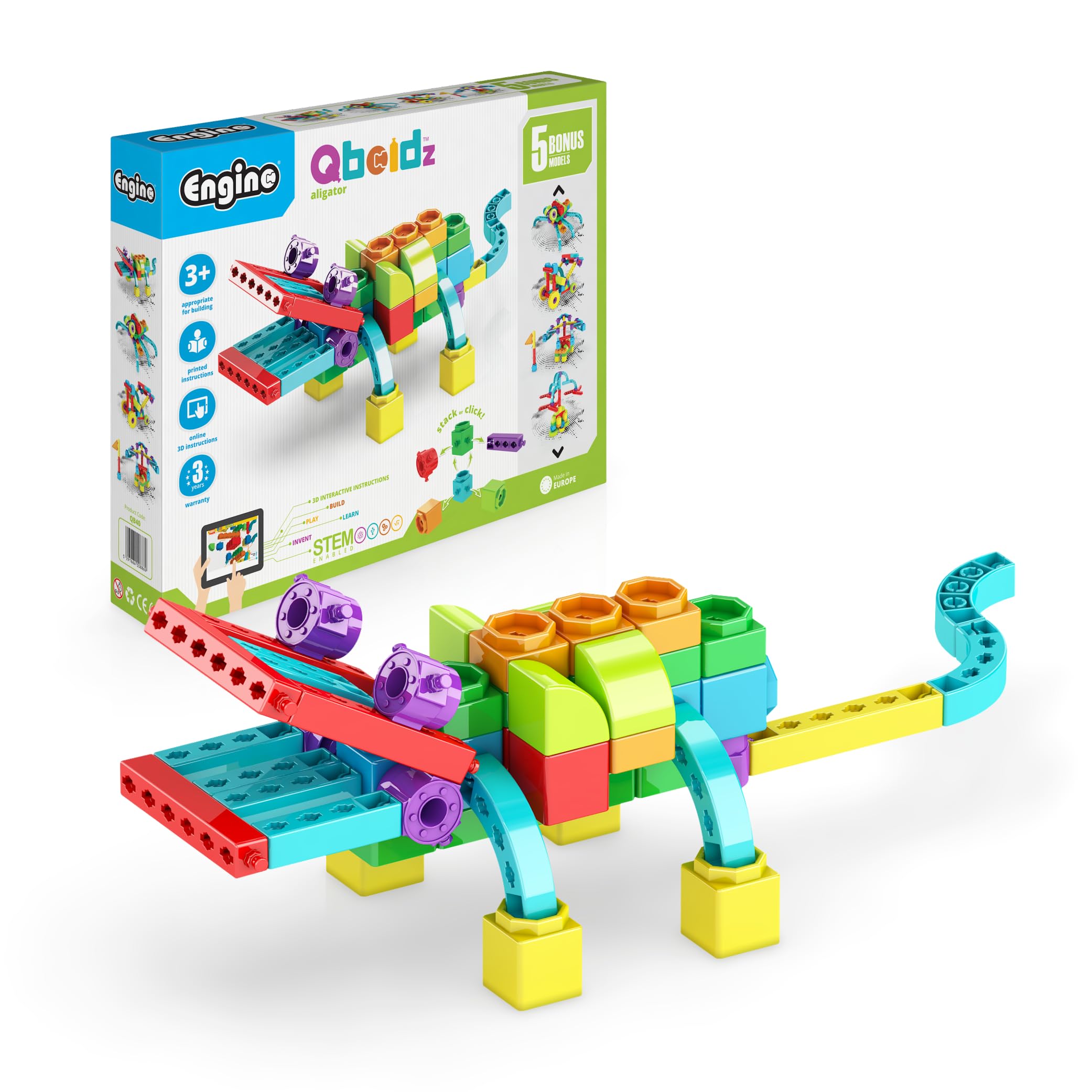 Engino Qboidz Alligator with 5 Bonus Models Building Blocks