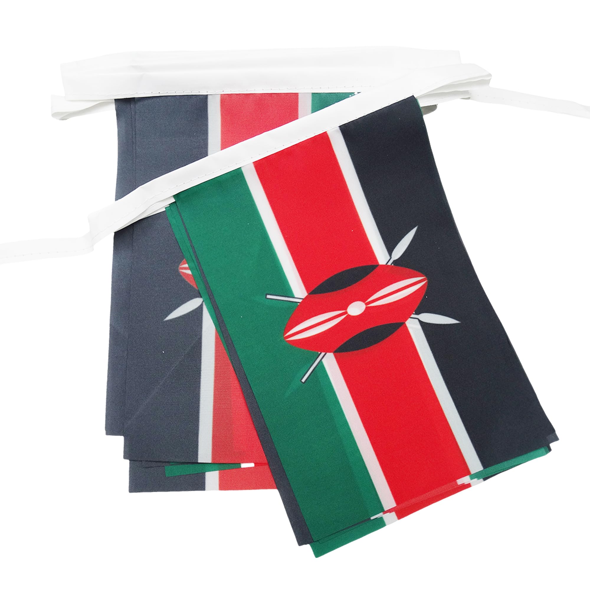 AZ FLAG Kenya Bunting Flag, 20 Ft Garland with 20 Small Kenyan Flags 8'' x 6'', 100% Polyester String Pennant, 6 meters