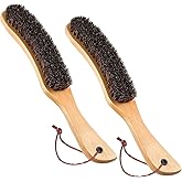 starfa lab Shoes Brush Clothes Hat Brush lint Remover,Large Black Walnut Wood Handle,Boar Bristle Lint Brush for Suits, Cashmere, Wool, Velvet, Suede and Pet Hair,Easily Removes Lint Dust, Fuzz 2PCS