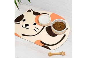 AYIASHIAB Cat Food Mat Non Slip Absorbent, Cat Bowl Mat Quick Dry Dog Food Mat, Eco-Friendly Cat Matt for Food and Water Pet Supplies 16"X23"