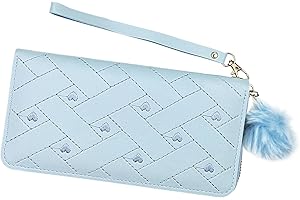 AdiStylinno Wallets for Women, Large Capacity Zip Around Card Holder Leather Wallet Long Wristlet Wallet Clutch Purse (Blue)