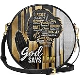 Afroyla African Women's Circle Crossbody Bag, Premium Vegan Leather, Adjustable Strap, Zipper, Gifts for Her, Mom, Wife