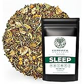 Elephantal Wellness Premium Sleep Herbal Tea | Deep Rest & Relaxation Support with Valerian Root, Passionflower, Chamomile, Lemon Balm Tea & Skullcap | Handmade, Caffeine-Free, Non-GMO Loose Leaf Blend, 2oz, 20 Servings