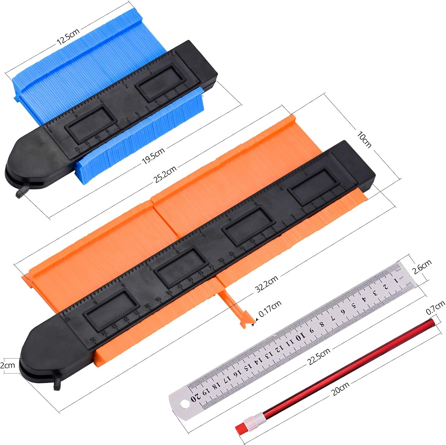 TOPWAY 10 Inch & 6 Inch Multifunctional Contour Duplication Gauge With Lock, Plastic Profile Gauge Irregular Measuring Ruler Marking Tool For Professional Precise Measurement Wood & Tiles - View #9