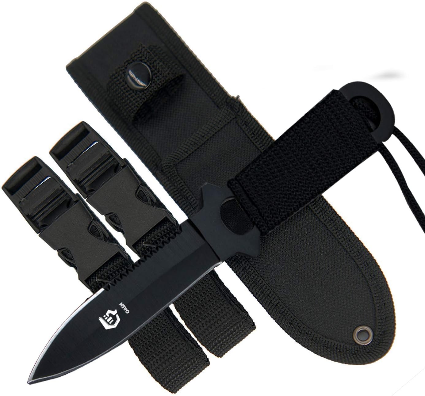 Straight Outdoor Survival Knives with Leg Straps & Sheath, Razor Sharp - Lightweight Diving Equipment for Spearfishing, Snorkeling, Hunting, Rescue & Water Sports : Sports & Outdoors