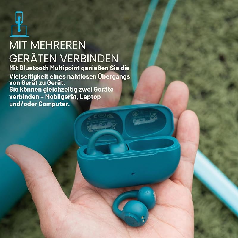 Flex Open Ear Kopfhörer - Bluetooth Headphones Multipoint, Blaugrün