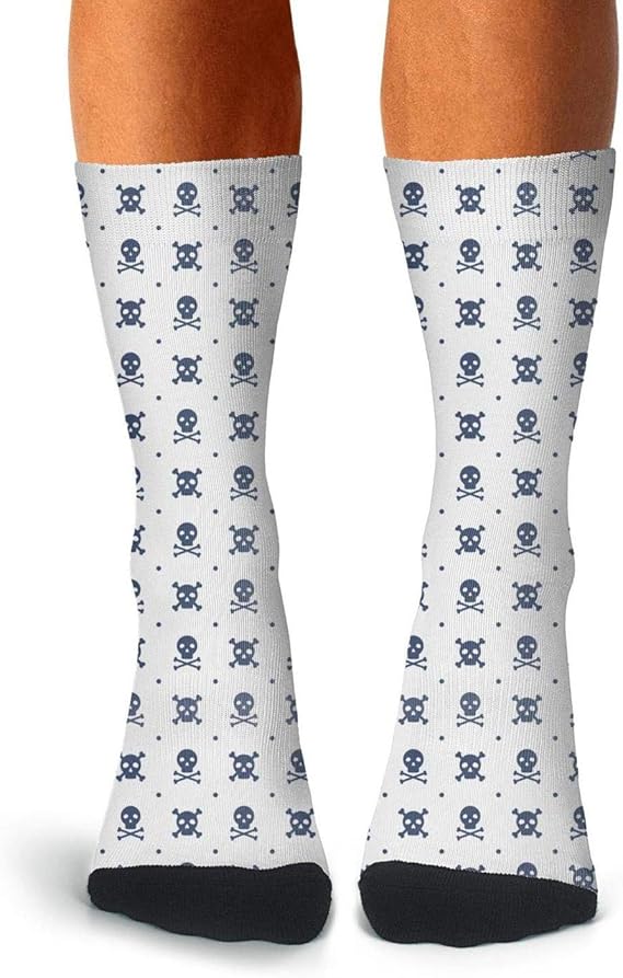 Mens Crew Socks Skulls Print Crossed Bones Color Socks at Amazon Men’s Clothing store