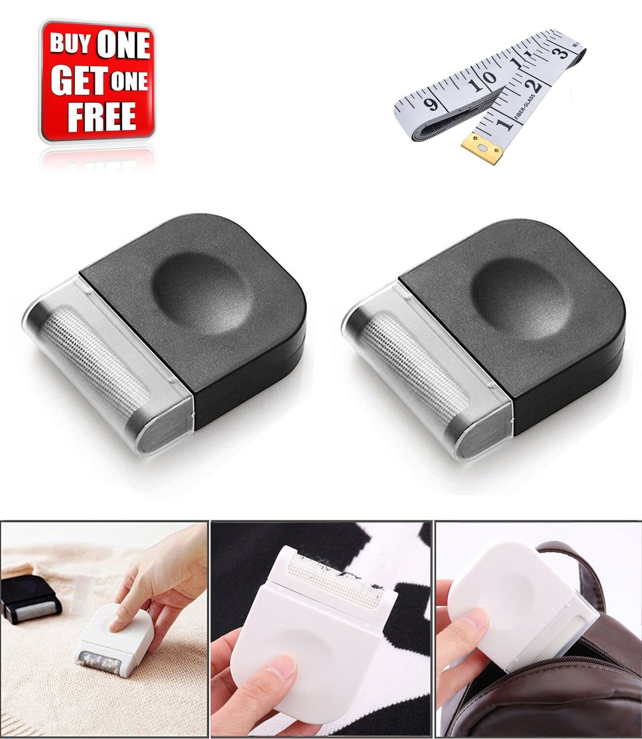 Lint Remover,Lint Brush Shaver for Fabric Clothes Sweater Fuzz Bobbles Wool Remove, Reusable Mini Small Lint Comb 2 pcs (with a free soft measure tape)