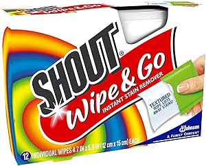 Shout Wipes - Portable Stain Treater Towelettes Pack of 2, 24 Wipes Count, Multicolor