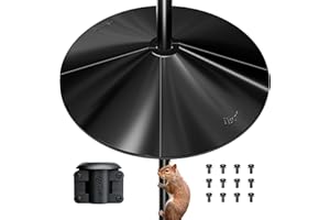 iBorn Squirrel Baffle for Bird Feeder Pole, 19.5” Oversized Squirrel Guard Defender, Bird Feeder for Outdoors Protector, Chew-Proof PC, Pack of 1, Black