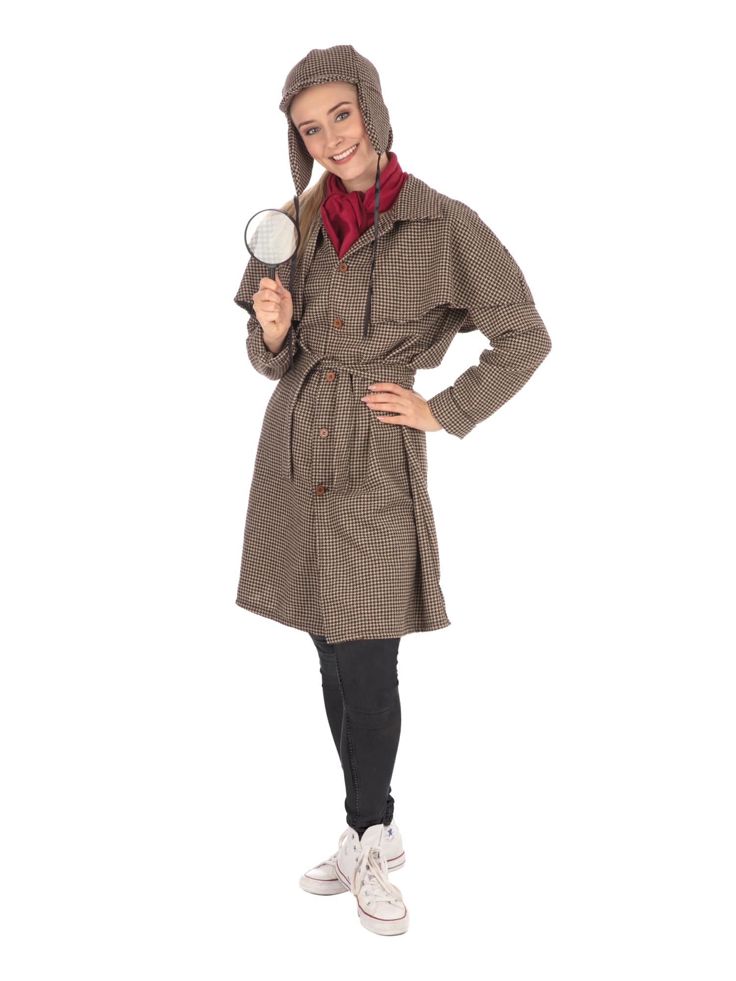 Rubies Long Brown Plaid Detective Woman Costume Set, Small Size - Sophisticated Design, Perfect for Themed Parties, Cosplay, & Mystery Solving Adventures Halloween