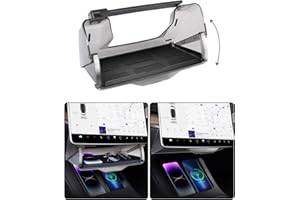 EVOOOR Hideable Under Screen Storage for Tesla Model Y Model 3,Center Console Organizer Tray with Black Anti-Slip Silicone Pad - Model Y 3 Accessories 2016-2024