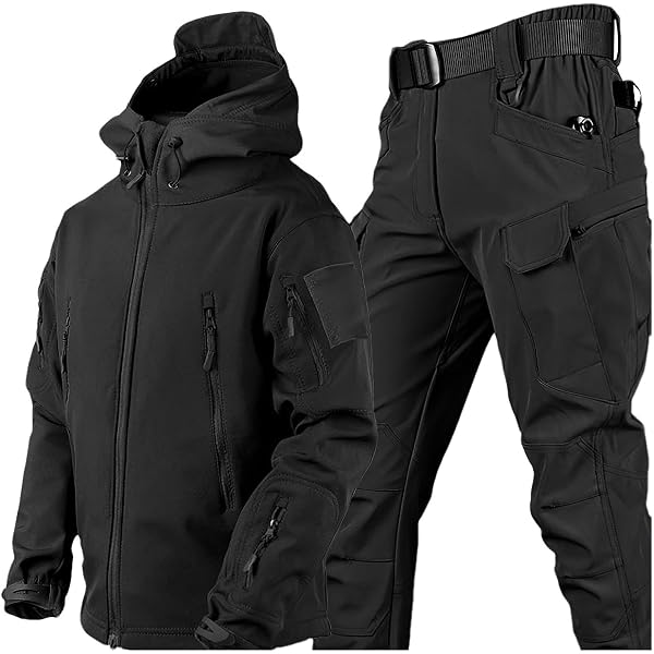 Yytcsjz Men's Plus Size Adult Ski Suits Set, Men Winter Warm Waterproof Windproof Hooded Jacket And Pants With Belt Set, Warm Ski Snow Jacket Suit, For Work Outdoor Ski, Fishing Riding(Black,L