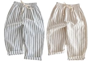 Ashmyova Classic Casual Pants for Boys Thin Cotton Stripe Elastics Waist Spring Summer Trousers Toddler Long Pants 2Pcs