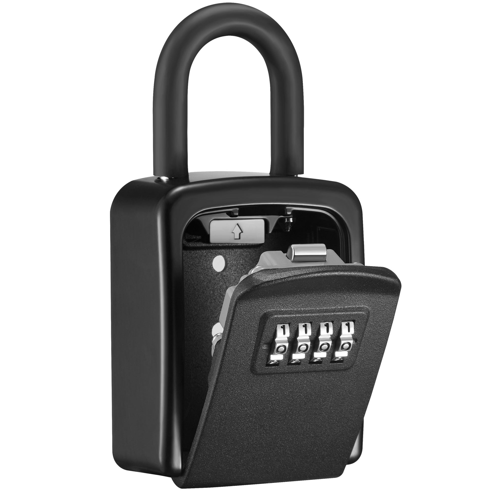 Photo 1 of Puroma Key Lock Box, 4-Digit Combination Key Storage Lockbox, Portable Wall Mounted Security Lockbox with Code for Home, Flats, Realtors Garage Spare Keys (1 Pack, Black)