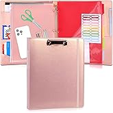 Leather Binder Portfolio with Clipboard 1 Inch, 13" × 11" PU Clipboard Binder with Notepad, 5 Dividers with Pockets, Removable Folder,Labels,Great for School Office(Fit Letter Sized Paper)