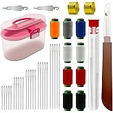 40piece Stainless Steel Needles for Hand Sewing,Big Eye Steel Sewing Needles Kit,Stainless Steel Sewing Needle Kit with Thread Ripper, Needle Threaders,Threads,Thimbles and Sewing Box
