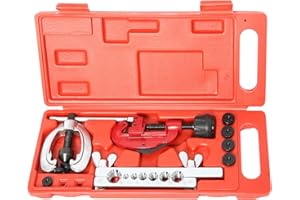YAEKOO Double Flaring Tool Kit 7 Dies with Tubing Bender (Flare Tool) and Pipe Cutter (1/8” to 1-1/8” Inch / 3-30mm) For Automotive Brake Line Copper Brass Aluminum