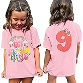 AG AGUU On Cloud Nine Birthday Girl Shirts Kids Girls Birthday Outfits Flower 9th T-Shirt Party Tees Tops 9 Years Old