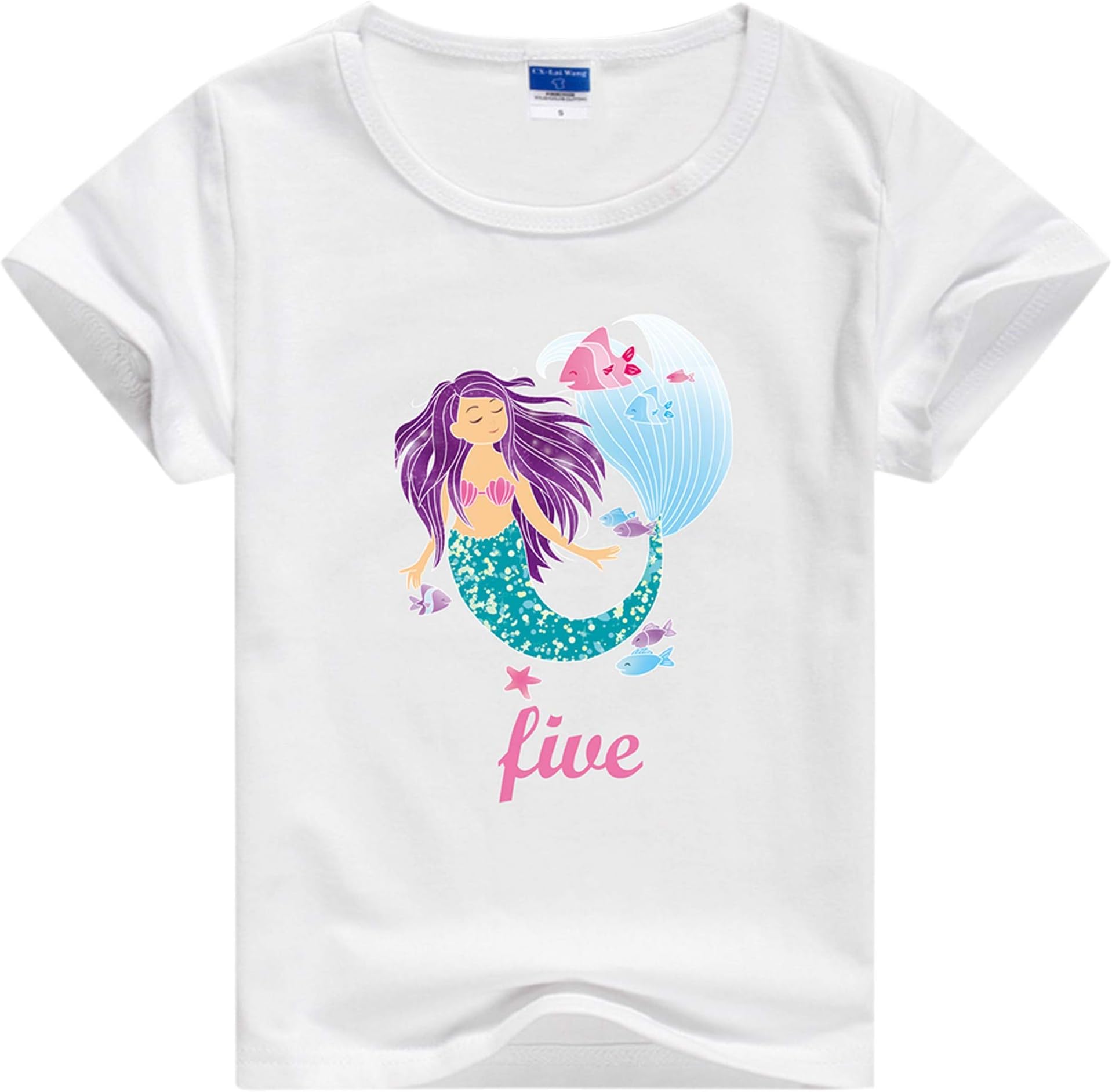 Girls Mermaid Birthday Party Tshirt, 3rd - 8th
