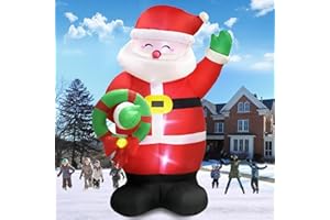 Danxilu 12 FT Giant Christmas Inflatable Santa Outdoor Yard Decorations, Huge Blow up Santa Claus with Wreath Built-in LED Lights Outside Waterproof Xmas Decor for Party Garden Hall Plaza Office