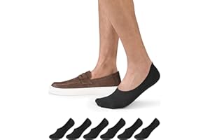 CLOSEMATE Mens No Show Socks for Loafer Flat Sneaker Low Cut Non Slip Invisible Socks for Oxford 6 Pairs