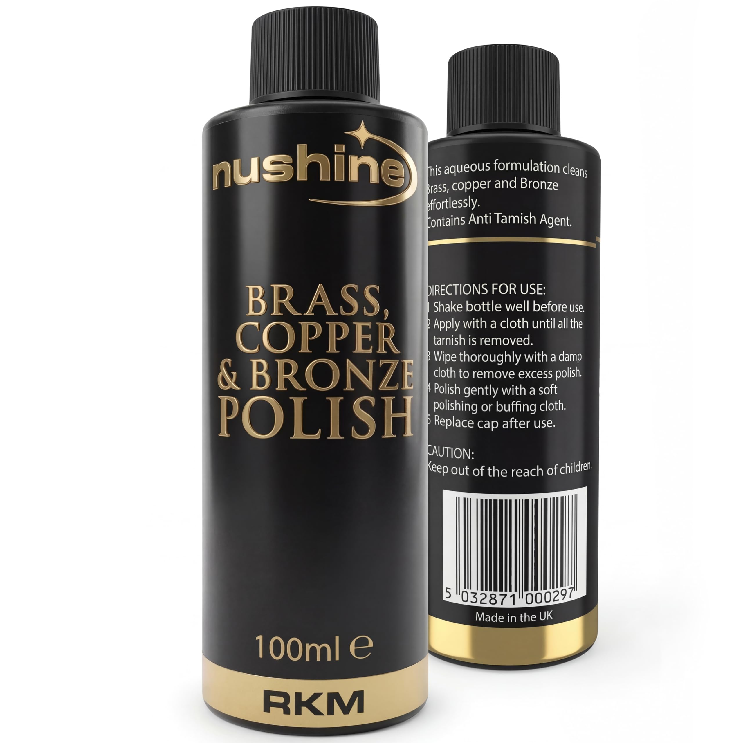 Nushine Brass, Copper & Bronze Polish 100ml, Brass Cleaner, Bronze cleaner, Copper Cleaner - Ecofriendly, Solvent Free & Contains Anti Tarnish Agent to delay Future Tarnish