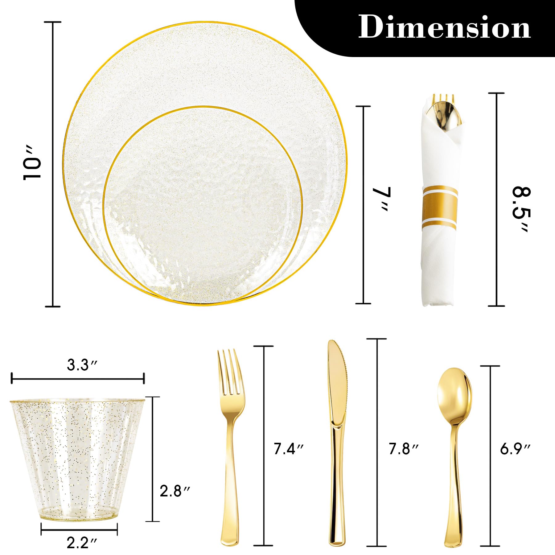 Condition photo showing New/Like New for homip 350 pcs plastic dinnerware set (50 guests), clear party plates include 50 dinner plate, 50 des
