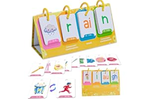 CVC Word Games, Sight Word Games for Kindergarten Classroom 129Pcs Phonics Flash Cards with Flip & Spell Design and Desktop S