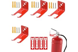 Chris.W 4 PCS Universal Fire Extinguisher Bracket and Signs, Fire Extinguisher Mount Wall Hook Bracket for for Big and Small 