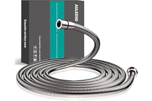 AULEEND，118 inch，encrypted shower hose 304 stainless steel metal - Extra long shower hose -（Universal Connection G 1/2" x 1/2")（brushed nickel）