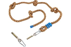 MONT PLEASANT Climbing Rope for Kids, 8.2 FT Long with 4 Knotted Steps, Playground Accessories, Rope Swing for Obstacle Course, Treehouse Swingset Accessories Training for Kids Outdoor（Brown）
