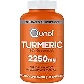 Qunol Turmeric Curcumin with Black Pepper, 2250mg Turmeric Extract with 95% Curcuminoids, Extra Strength Turmeric Supplement, Enhanced Absorption, Joint Support Supplement, 150 Vegetarian Capsules