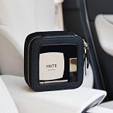 Prite Small Clear Makeup Bag with Gift Box Black Dual Zippers Waterproof PU view 6