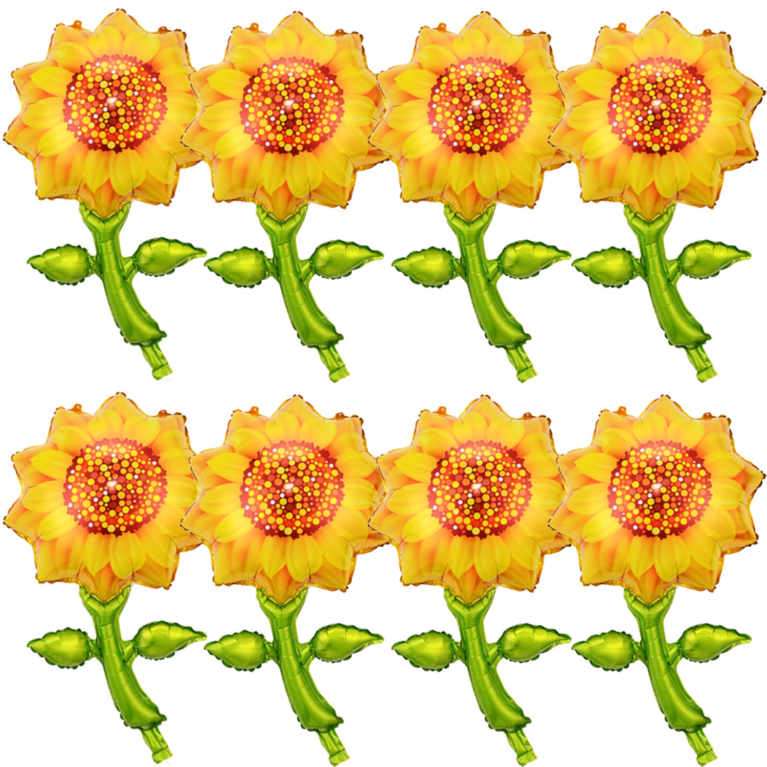 Finypa 8pcs Sunflower Yellow Sunflower Shaped Mylar Balloons Garland, 36 Inch, for Summer Hawaiian Luau, Wedding, Baby Shower Party Decorations