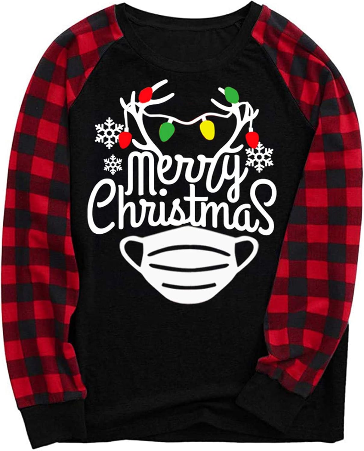WUAI Merry Matching Pajamas Christmas Pajamas for Family Women Men Kids Baby Pjs Red Plaid Reindeer Xmas Loungewear at  Women’s Clothing store