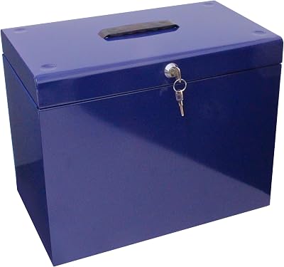 Cathedral A4 Steel File Box with 5 Suspension Files Desktop Blue UK Made