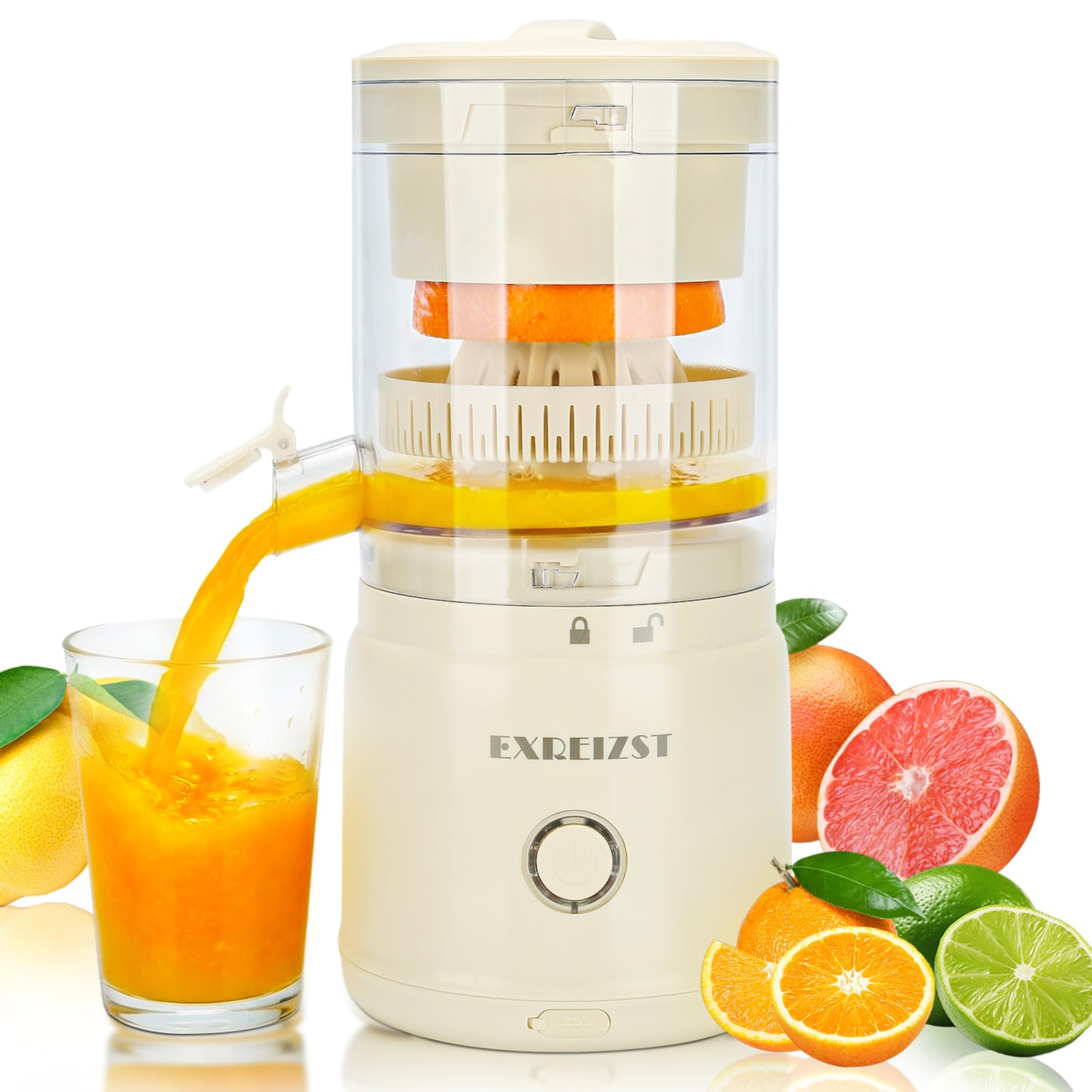 Photo 1 of Electric Citrus Juicer, Rechargeable Orange Juicer Squeezer with USB-C, Portable Lemon Juice Squeezer for Oranges, Lime, Grapefruit, Easy to Clean & Use, High Juice Yield, One Touch Operation