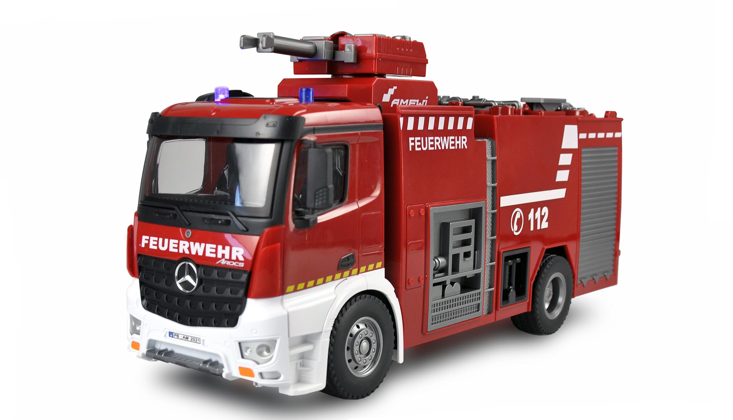 Amewi 22503 Mercedes Benz Fire Engine – Licensed Vehicle 1:18 RC Model Truck 100% RtR Including Red