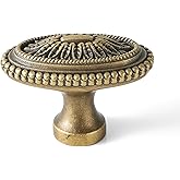 Dwarome 5 Pack | Cabinet Knobs | Solid Brass | 1-3/4 Inch Diameter | Brushed Antique Brass |Classic Cabinet Knobs for Furniture Kitchen ＆ Bathroon Fixture