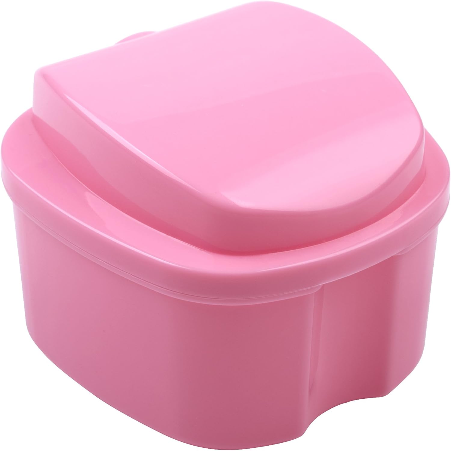 Bearals Denture Box, Denture Cup, Denture Case with Brush, Denture Bath Cleaning Soaking Cup with Strainer, Mouth Guard Night Gum Retainer Container (Pink): Health & Personal Care